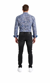 Elie Balleh Slim Fit Mens Modern Paisley Print Button-Down Shirt