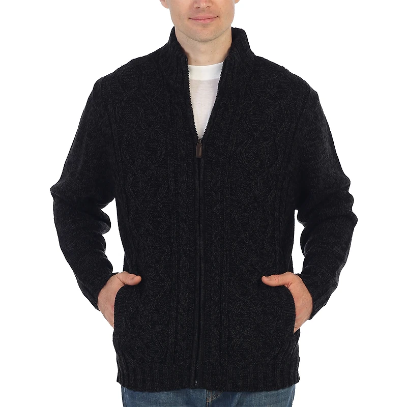 Gioberti Men's Heavy Weight Cardigan Twisted Knit Regular Fit Full-Zipper Sweater