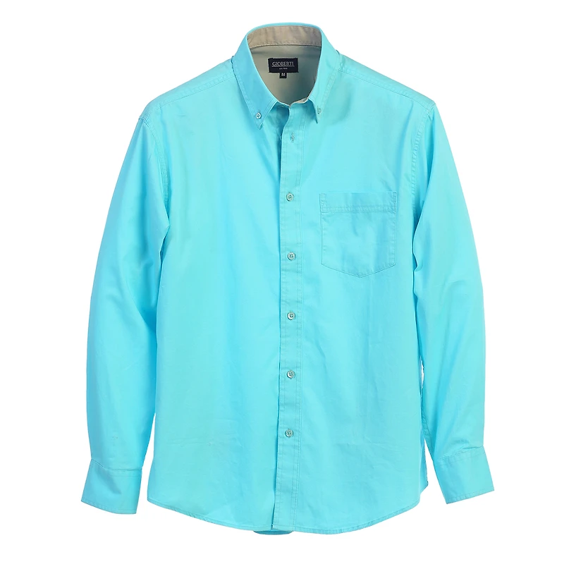 Gioberti Men's 100% Cotton Twill Oxford Shirt with Contrast