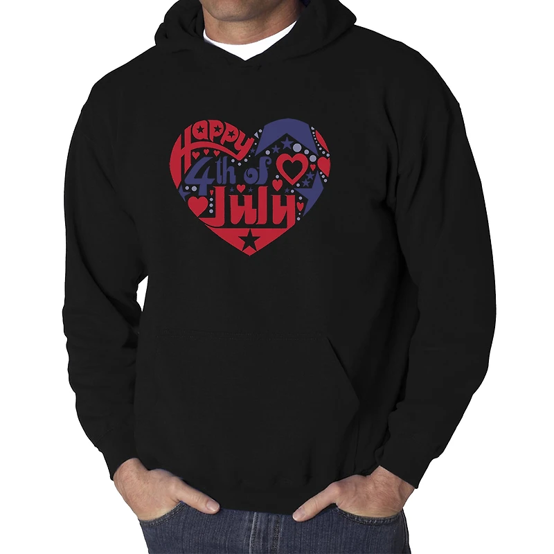 LA Pop Art July 4th Heart - Men's Word Hooded Sweatshirt