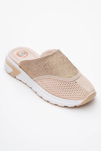Prologue Shoes Womens GLEA Mesh Rhinestone Mules