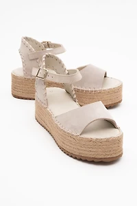 Forever & Always Womens Serez Leather Platform Espadrilles Sandals