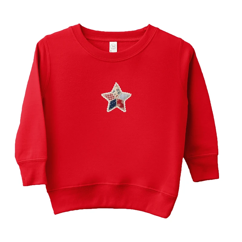 The Juniper Shop - Patriotic Star Faux Patchwork Print Toddler Graphic Sweatshirt