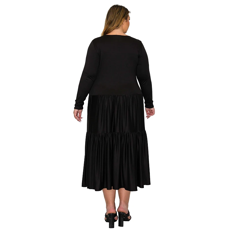 L I V D Women's Plus Eliana Tiered Midi Dress