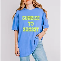 Simply Sage Market - Sunrise To Sunset Puff Print Women's Garment Dyed Graphic T-Shirt
