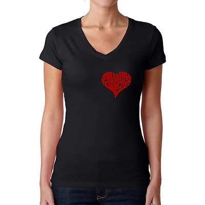 LA Pop Art Womens Word V-Neck T-Shirt