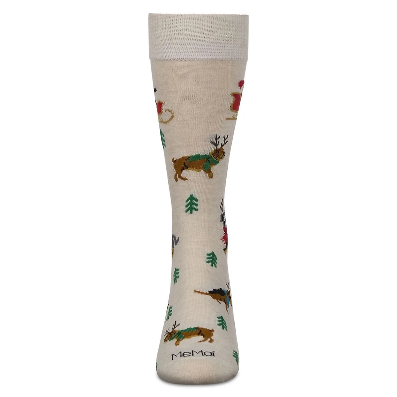 MeMoi Men's Reindeer Pups Holiday Crew Socks