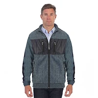 Gioberti Men's Full Zip Cardigan Patch Design Sweater with Flannel Lining