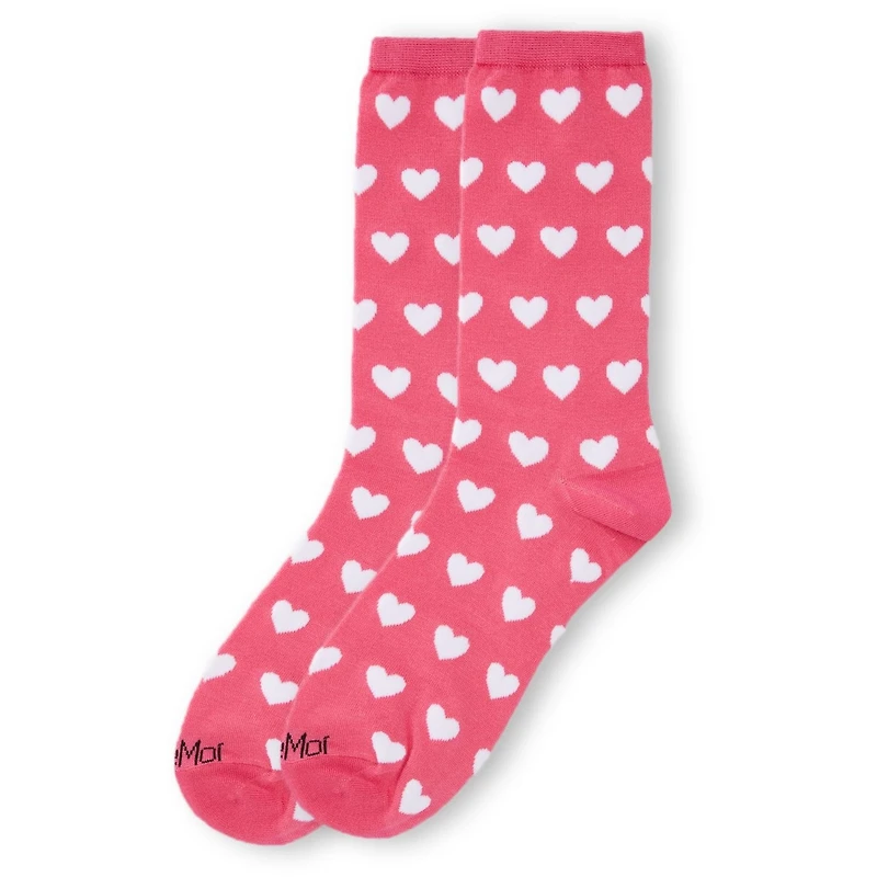 MeMoi Hearts Bamboo Blend Crew Socks