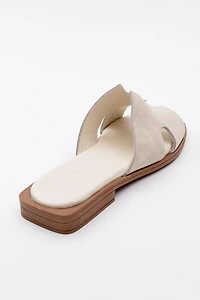 Forever & Always Womens Jez Leather Slide Sandals
