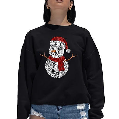 LA Pop Art Christmas Snowman - Women's Word Crewneck Sweatshirt