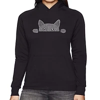 LA Pop Art Peeking Cat - Women's Word Hooded Sweatshirt