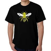 LA Pop Art Men's Bee Kind Word T-Shirt, 100% Cotton, Crew Neck - Short Sleeve