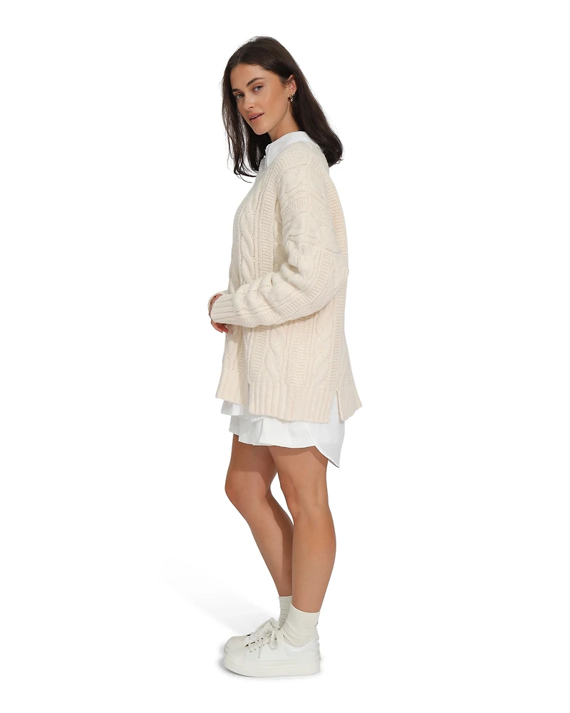 Belle & Bloom Womens Perfect Me Oversized Crew Sweater