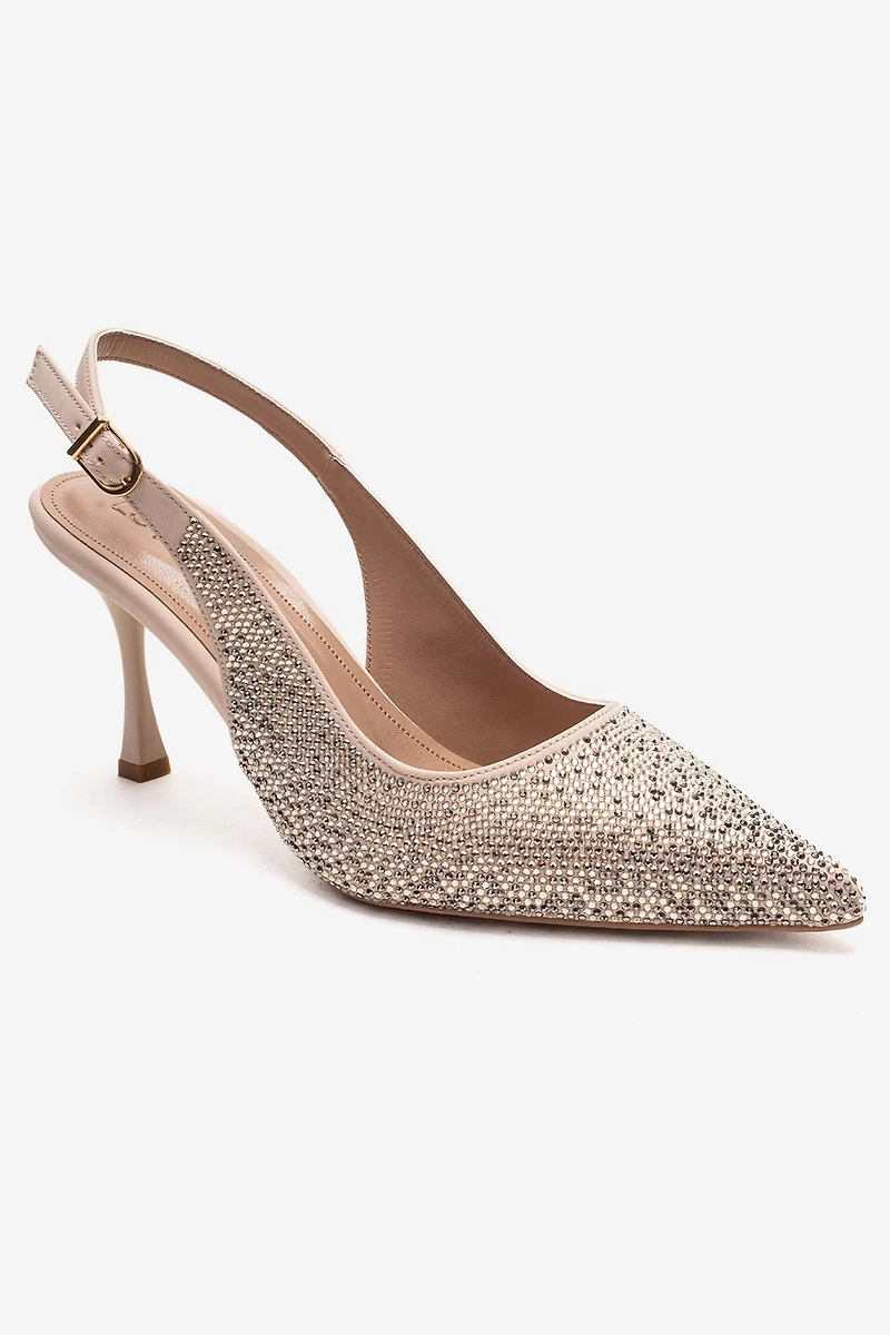 Prologue Shoes Womens Johanna Slingback Embellished Stiletto Pump