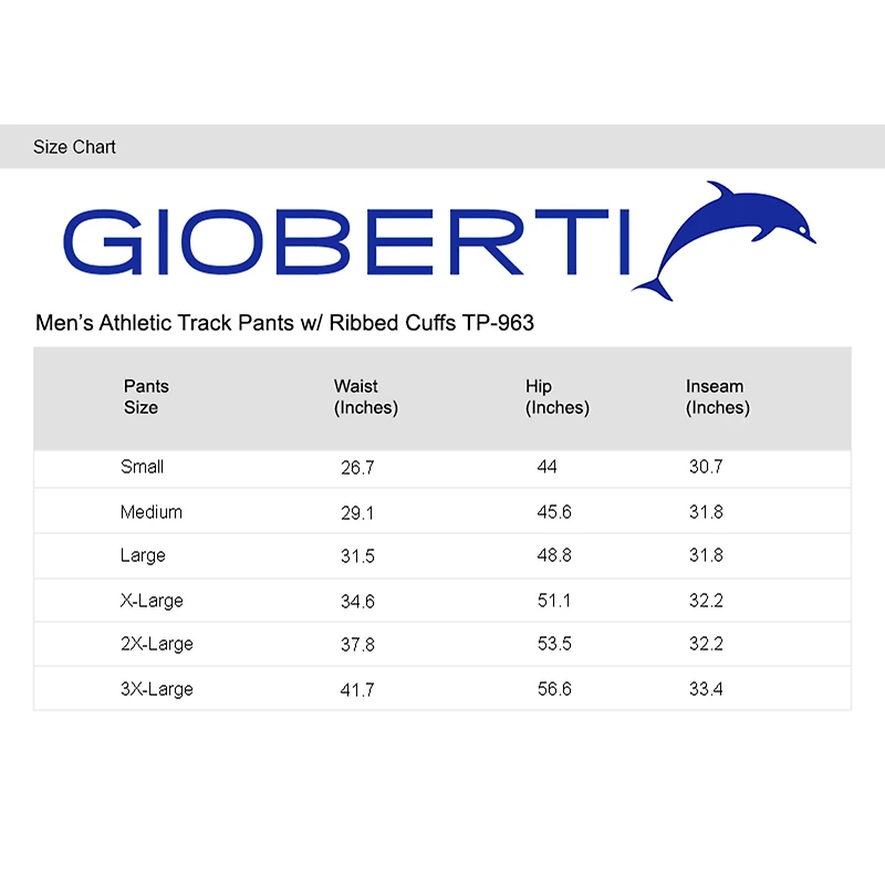 Gioberti Men's Athletic Track Pants With Ribbed Zipper Cuffs