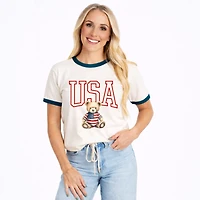 Simply Sage Market - USA Bear Women's Ringer Graphic T-Shirt