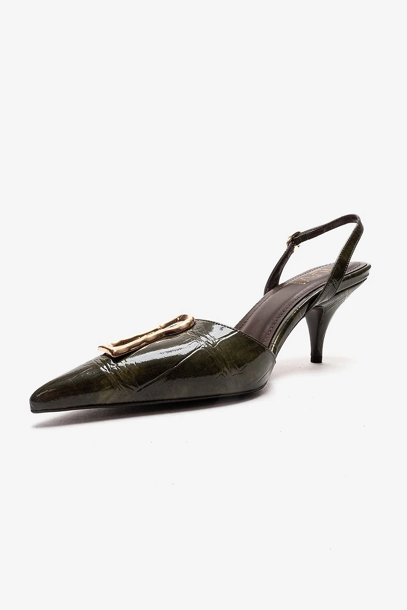 Prologue Shoes Womens Yvella Buckle Pointed Toe Stiletto Pump