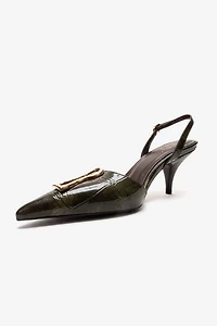 Prologue Shoes Womens Yvella Buckle Pointed Toe Stiletto Pump