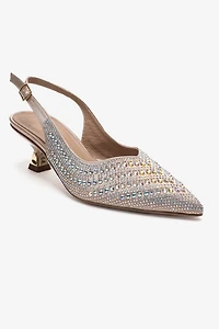 Prologue Shoes Womens Royale Embellished Kitten Heel Pump