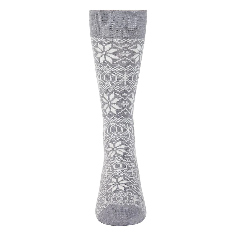 MeMoi Men's Snowflake Luxuriously Soft Cashmere Blend Crew Socks