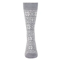 MeMoi Men's Snowflake Luxuriously Soft Cashmere Blend Crew Socks