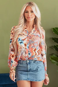Threaded Pear Women's Leighton Floral Buttoned Loose Shirt