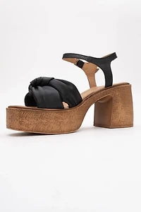 Forever & Always Womens Tily Platform Wedge Leather Sandal