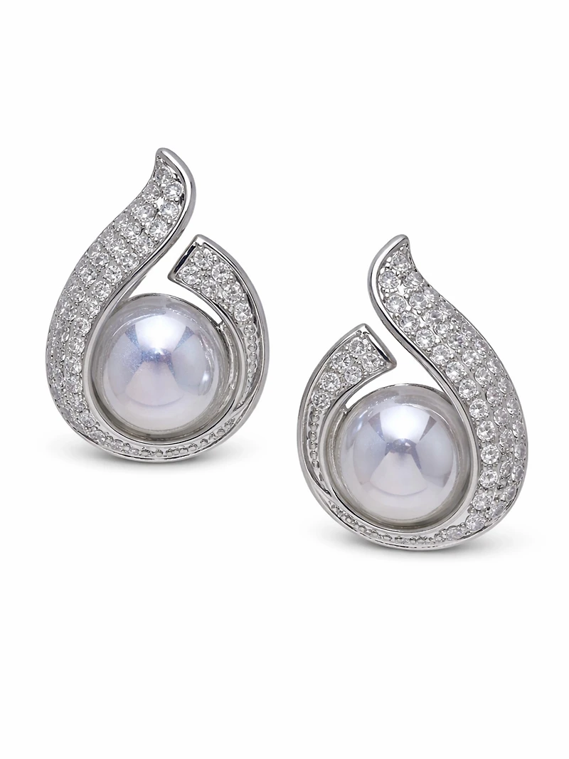 AGP PARIS Womens Swirl Opalescent Stone Stud Earrings