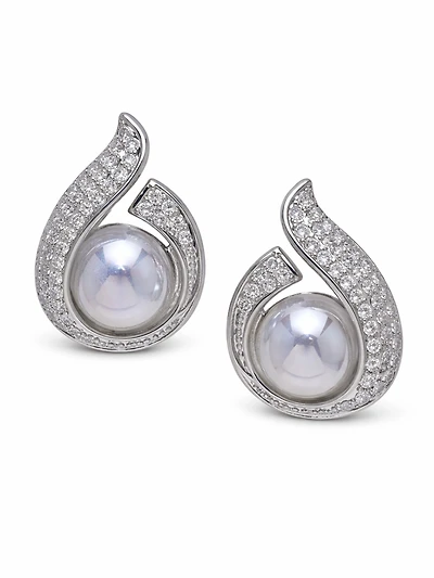AGP PARIS Womens Swirl Opalescent Stone Stud Earrings
