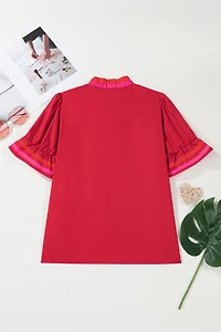 Threaded Pear Women's Luciana Ruffled Short Sleeve Blouse