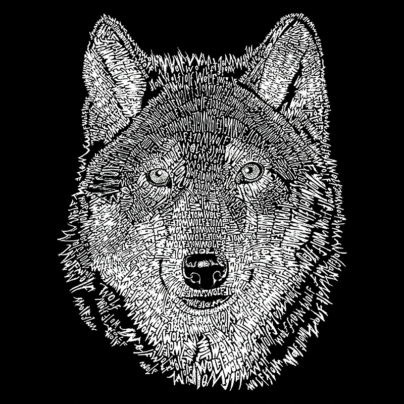 LA Pop Art Men's Wolf Word T-Shirt