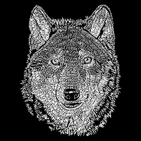 LA Pop Art Men's Wolf Word T-Shirt