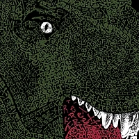 LA Pop Art Men's Word T-Shirt - T-Rex Head