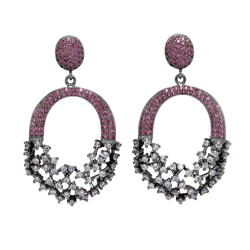 AGP PARIS Womens Diva Sparkling Red Hollow-Out Zirconia Drop Earrings