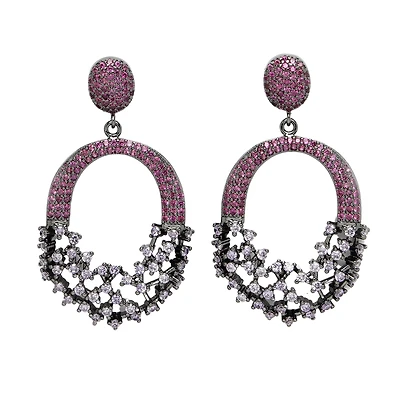 AGP PARIS Womens Diva Sparkling Red Hollow-Out Zirconia Drop Earrings