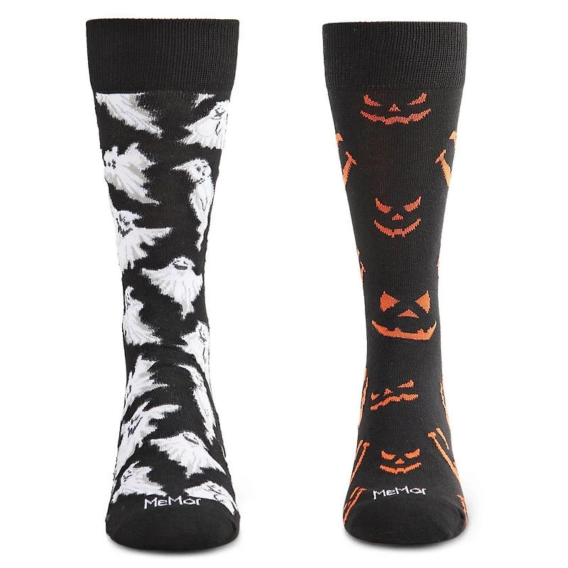 MeMoi Men's 2 Pair Pack Novelty Halloween Crew Socks
