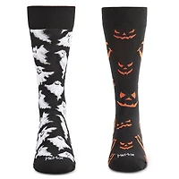 MeMoi Men's 2 Pair Pack Novelty Halloween Crew Socks