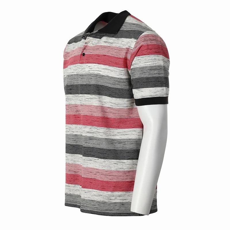 Gioberti Men's Club Stripe Polo Shirt - Short Sleeve, Regular Fit, Yarn Dye