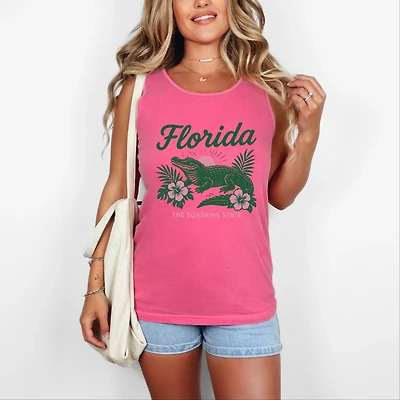 Simply Sage Market - Florida Alligator - Women's Garment Dyed Graphic Tank Top