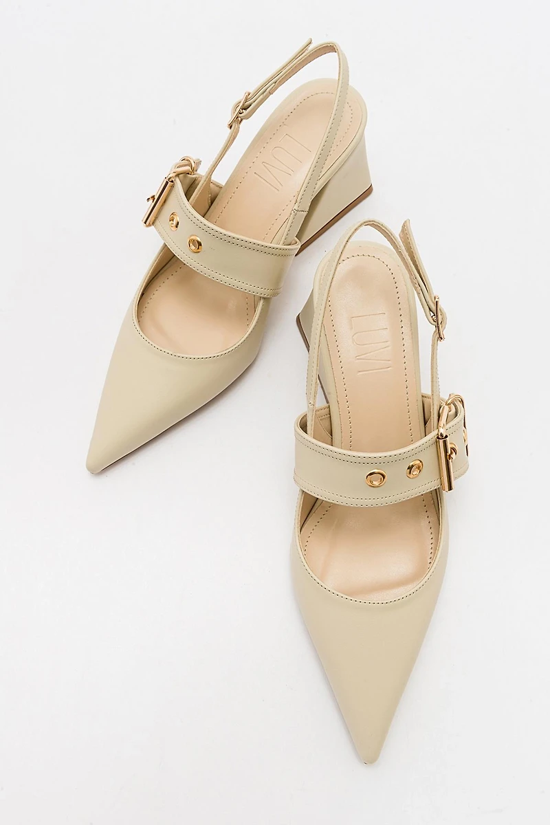 Prologue Shoes Womens Nepido Pointed Toe Block Heel Pump