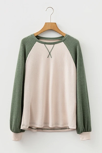 Threaded Pear Women's Peyton Block Raglan Sleeve Top