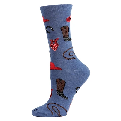 MeMoi Western Theme Bamboo Blend Crew Socks