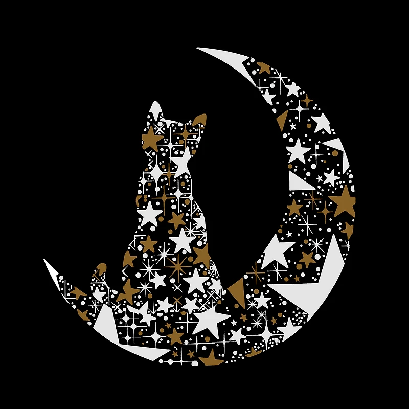 LA Pop Art Cat Sitting On Moon