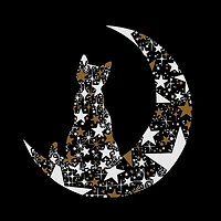 LA Pop Art Cat Sitting On Moon