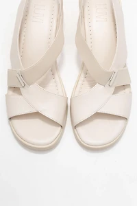 Forever & Always Womens Crina Elasticated Leather Chunky Heel Sandal
