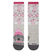 MeMoi Women's Foot Pet Fair Isle Dog Crew Socks