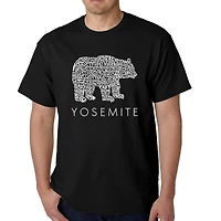LA Pop Art Men’s Yosemite Bear Word T-Shirt - 100% Cotton Crew Neck, Regular Fit, Short Sleeve