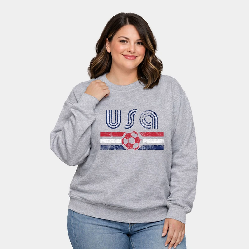 Simply Sage Market - Women's Plus Sized Graphic Sweatshirt USA Soccer Flag