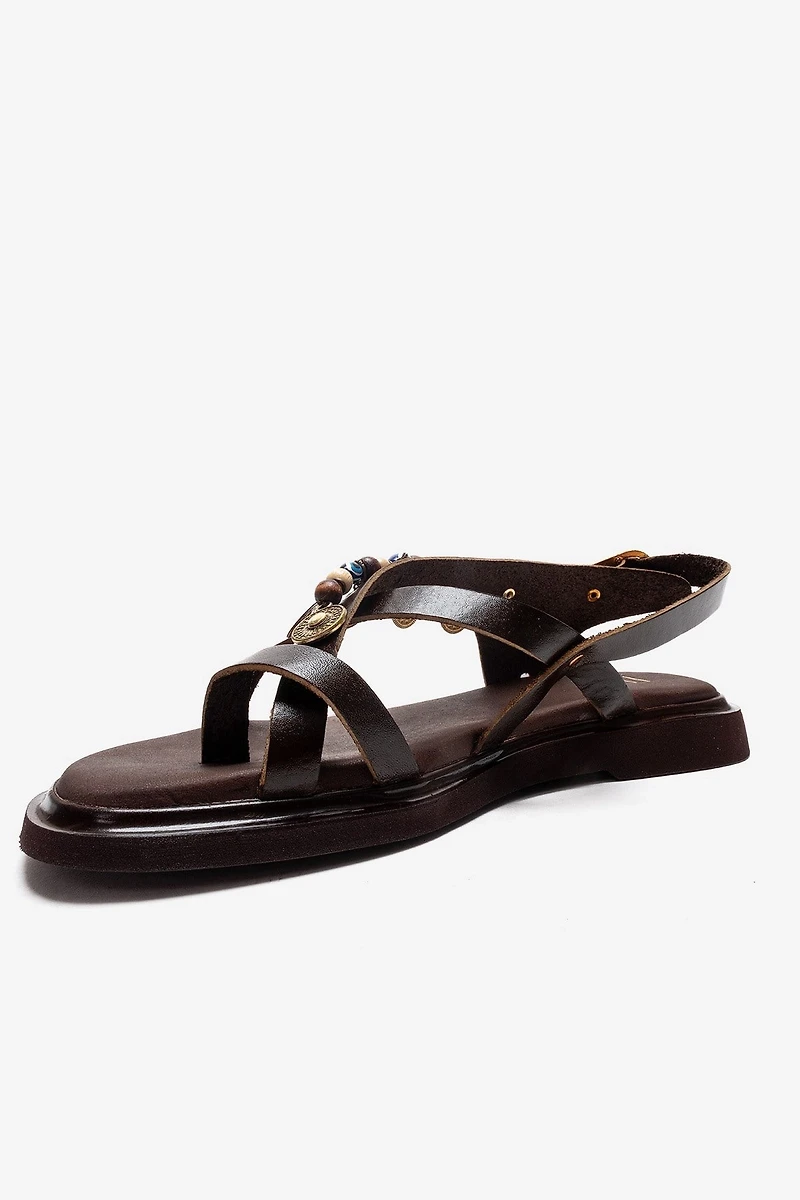 Forever & Always Womens Hush Leather Beaded Sandals
